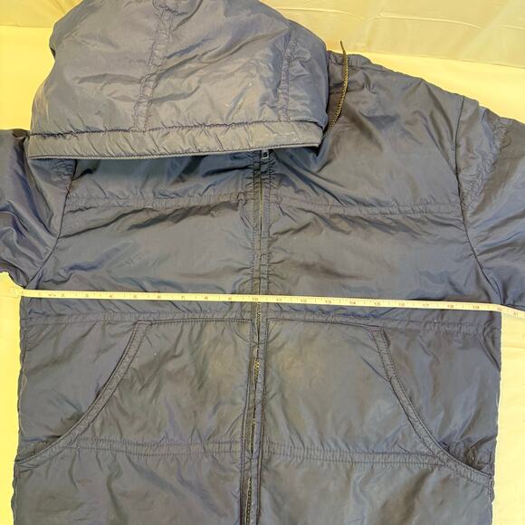 Rare Vintage Eddie Bauer Goose Down Hooded Puffer Coat 70s Navy Blue Size Small - Picture 4 of 7